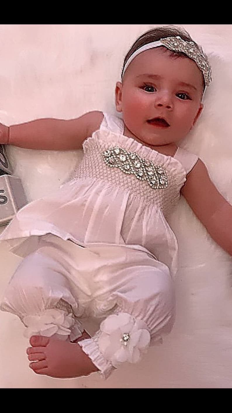 Baby Girl White Romper Set Baby Girl Rhinestone Romper Set Etsy