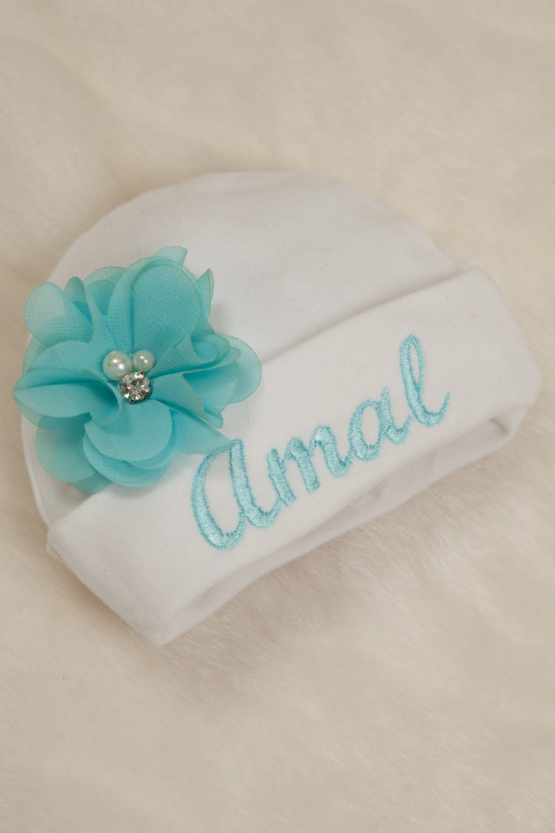 Embroidered White Infant Baby Girl Hat Cotton Personalized Etsy