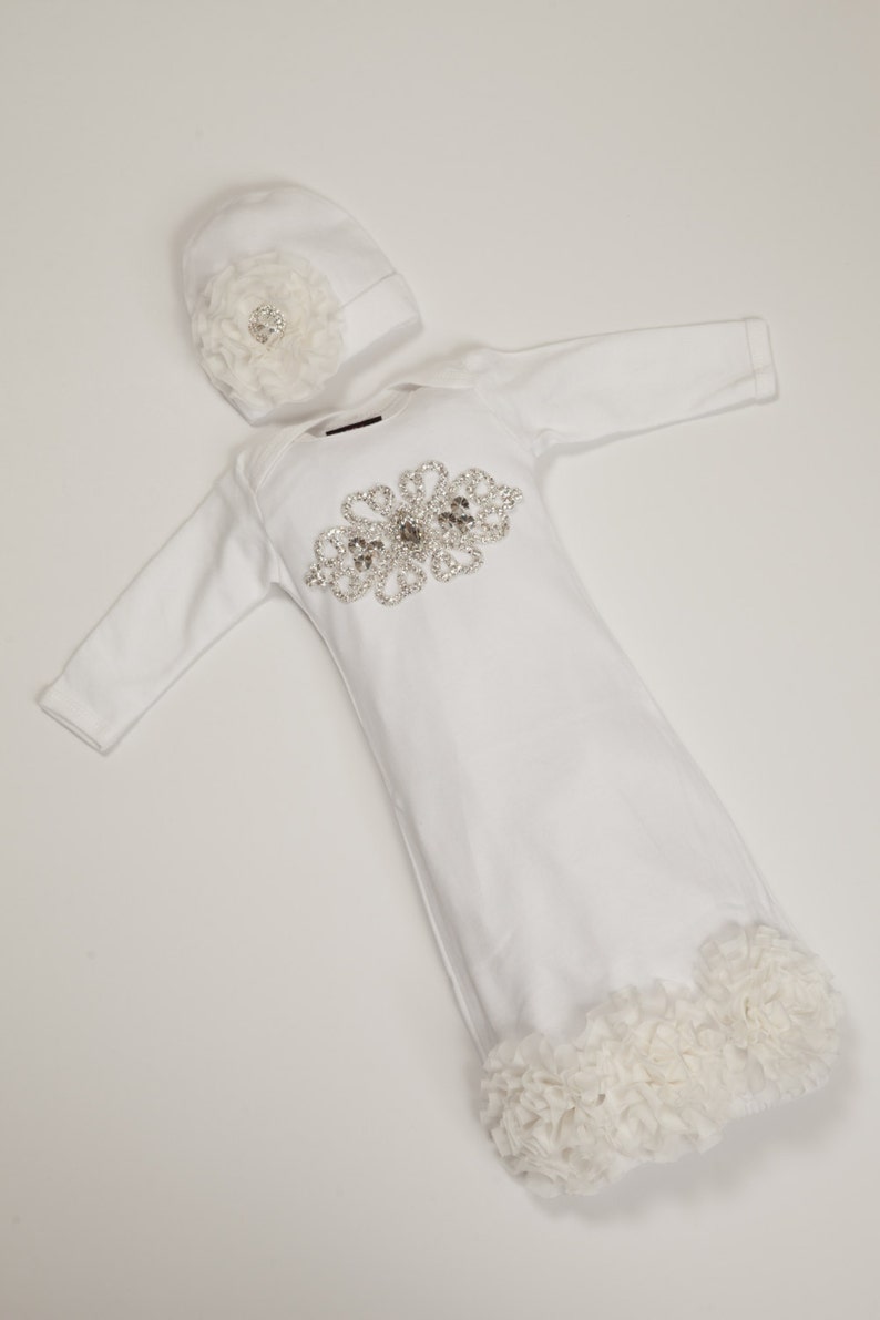 Infant Baby Layette White Cotton Baby Gown With Chiffon and Etsy