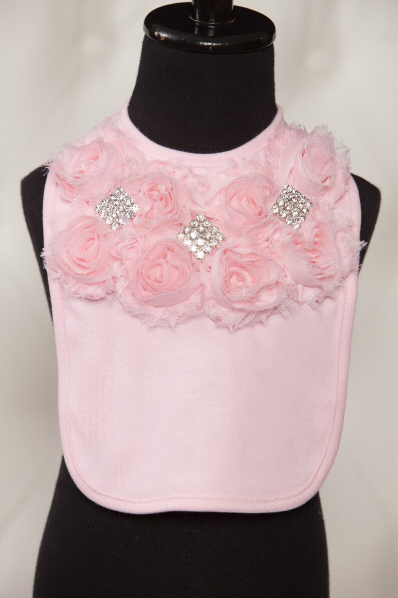 Pink Bib Baby Girl Bib With Chiffon and Rhinestones Etsy