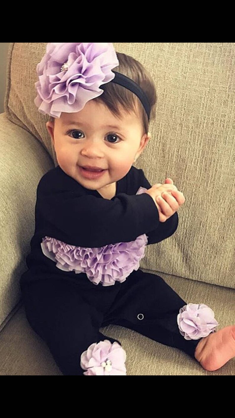 Black Romper Baby Girl Romper Set Infant One Piece Set With Etsy