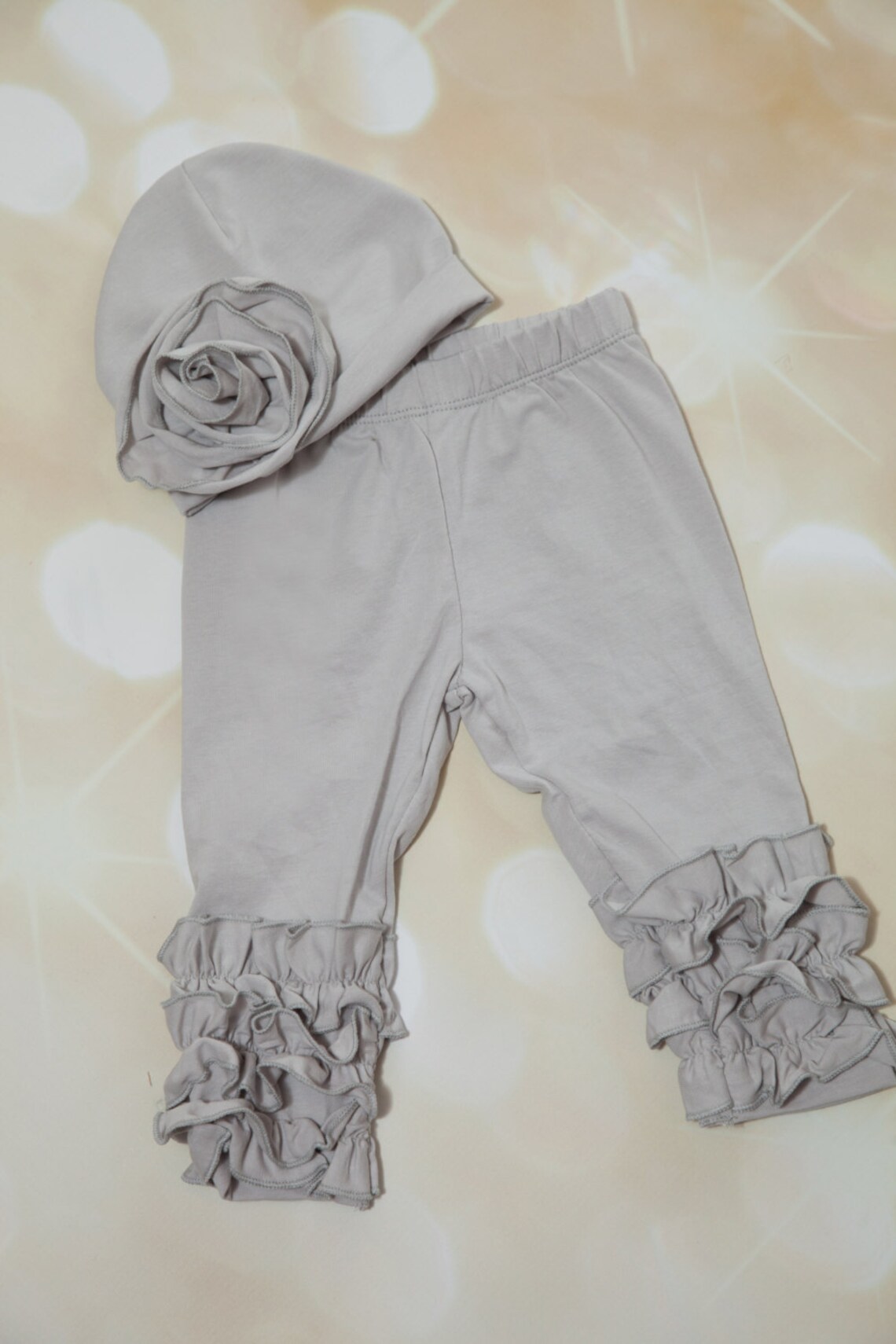 Baby Pants Set Grey Baby Girl Pants With Matching Hat Etsy
