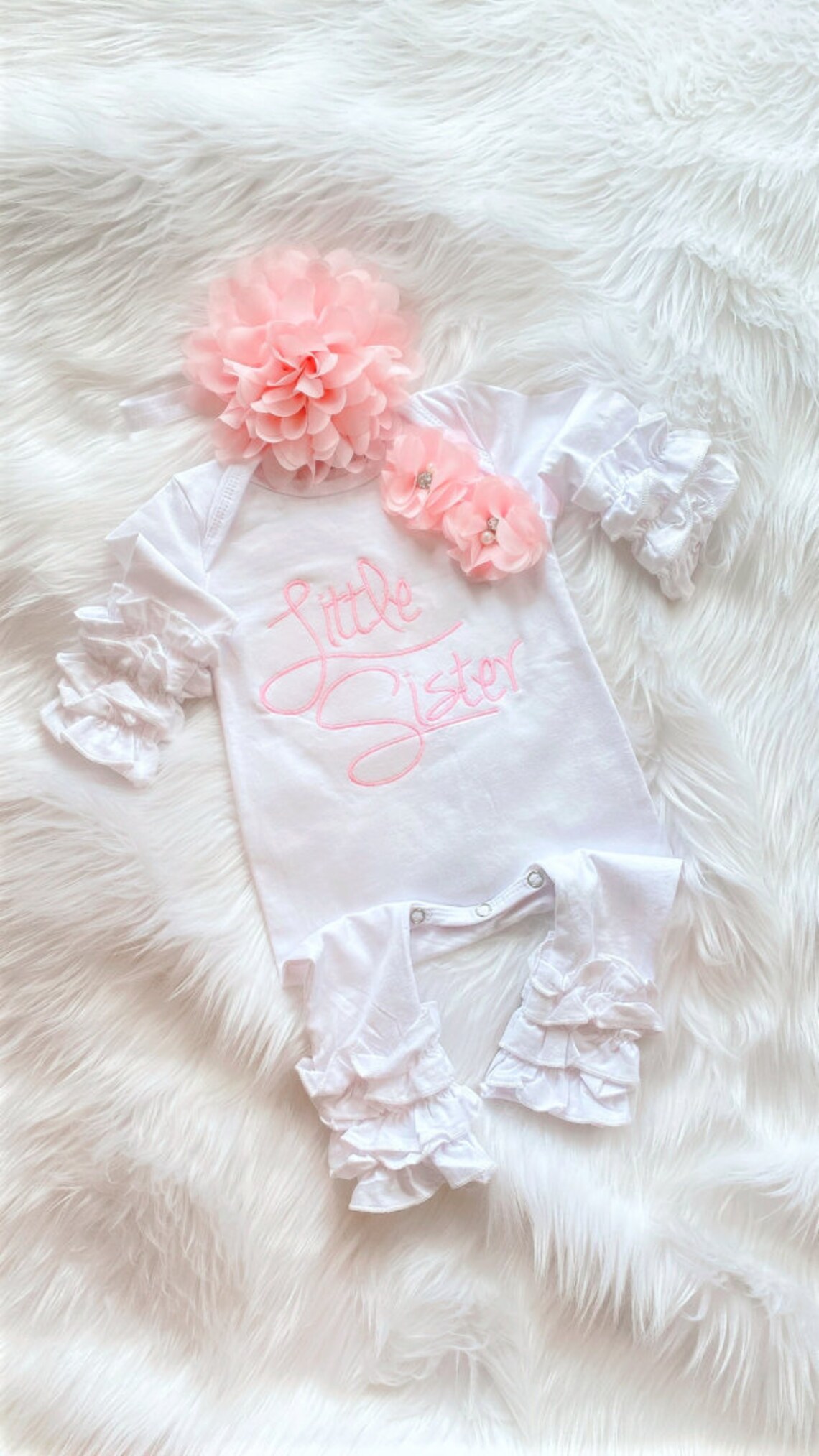 Baby Girl Ruffle White Infant Layette Cotton Baby Romper With Etsy