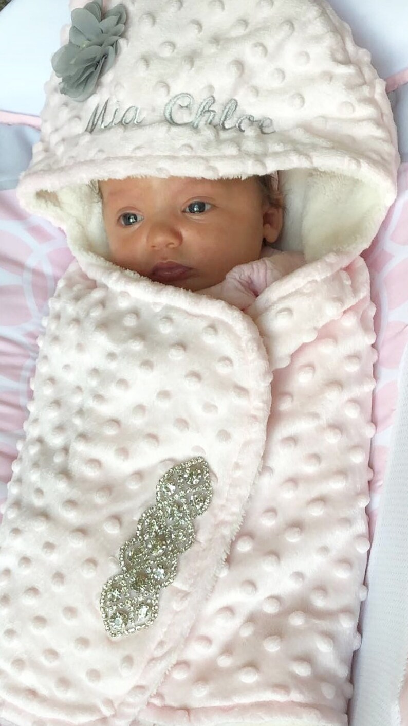 Baby Girl Personalized PINK Swaddle Blanket Pink Infant Minky Etsy