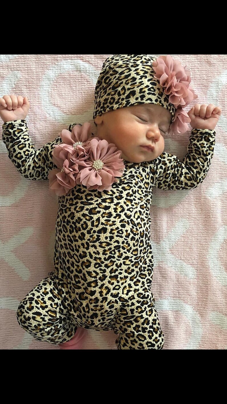 Baby Girl Leopard Romper Infant Layette Cotton Baby Romper Etsy