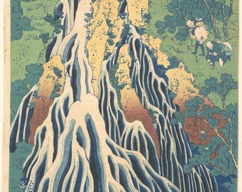 Hokusai-Wandkunst, Kirifuri-Wasserfall, Ukiyo-e-Druckvorlage, Japanischer Naturdruck, Digitaler Download aus Museumsquellen