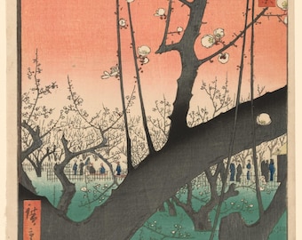 Hiroshige Plum Garden Print, Ukiyo-e Japanese Wall Art (Digital Download)