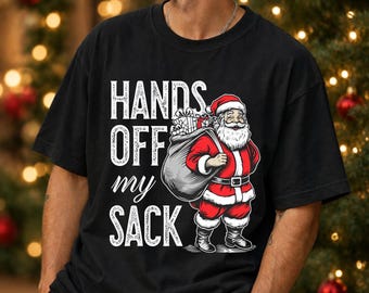 私の袋に手を出すな 面白いサンタ PNG、クリスマスシャツデザイン、DTF転写、PODデザイン、Tシャツ、Tシャツ