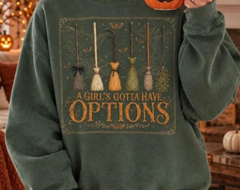 魔女のほうきPNG、女の子には選択肢が必要、ハロウィンTシャツデザイン、POD用透明PNG、デジタルダウンロード
