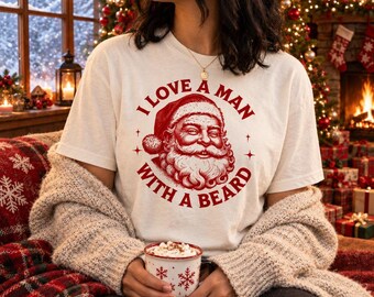 「髭のある男性が大好き」PNG、クリスマス昇華プリント、DTF転写、ホリデーTシャツ、商用利用