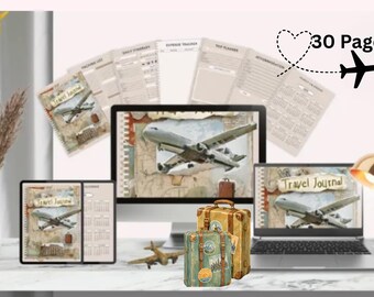Álbum de recortes con collage vintage, diario de viaje imprimible, itinerario de viaje, diario de vacaciones, regalo para viajeros, descarga instantánea.