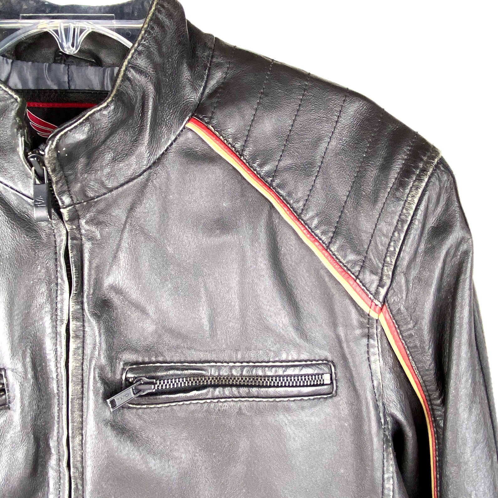 STREET LEGAL Men's Black Leather Jacket Sz M Cafe Racer Etsy
