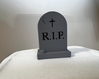 Grave Marker Decor | RIP Tombstone Mini Halloween Decor | Cracked Gothic Gravestone Tiered Tray Prop
