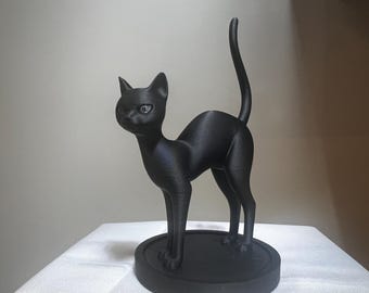 Black Cat Decorative | Halloween Cat Figurine | 3D Printed Tiered Tray Decor