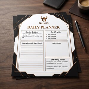 NovaLife 29-daagse disciplineplanner, zwart-wit gewoonte-tracker (pdf)