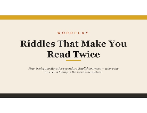 Wordplay Riddles for ESL Learners – Critical Thinking Game (PPTX)
