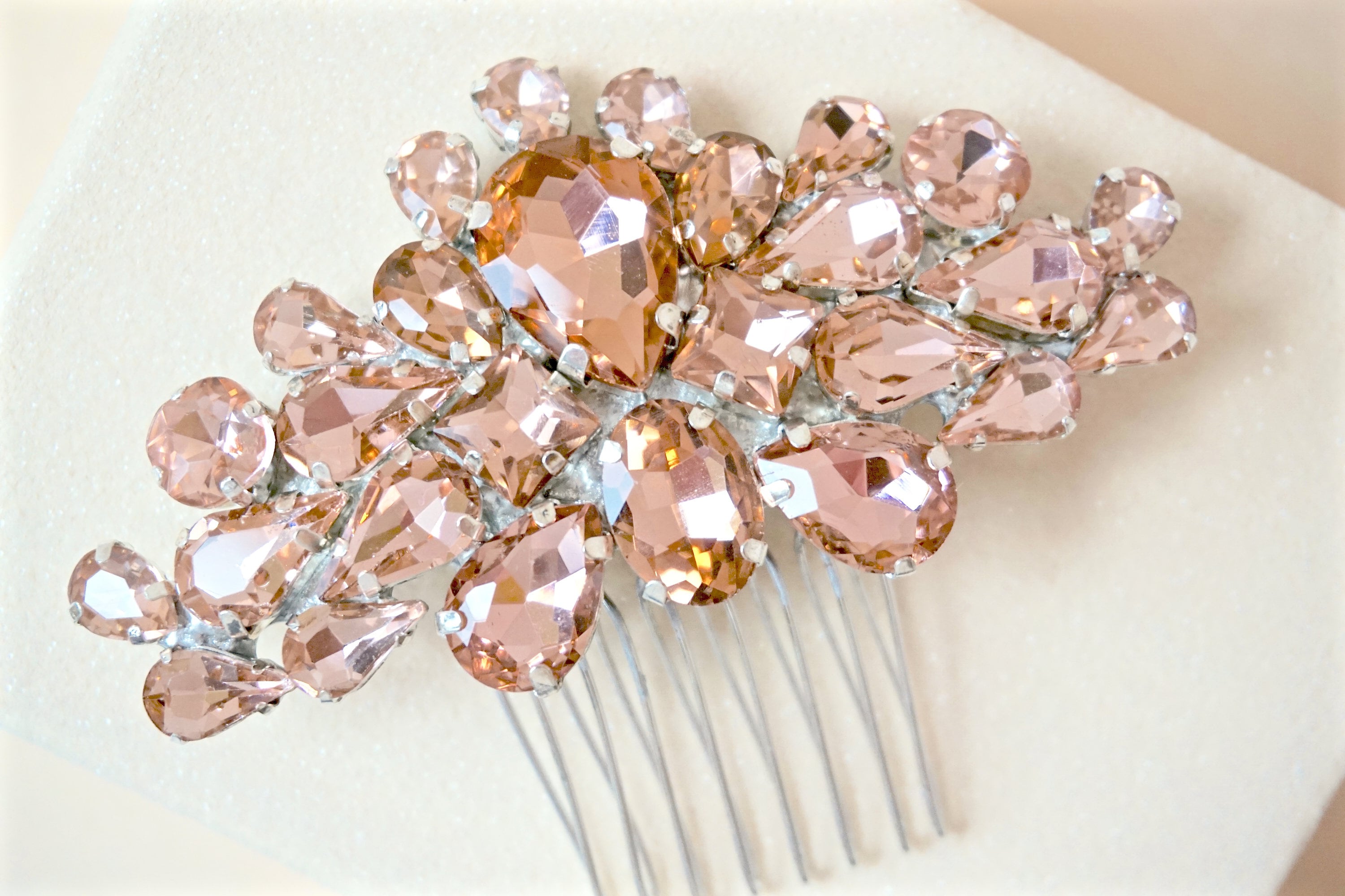 Blush Rhinestone Hair CombBlush Bridal Hair CombBlush Etsy