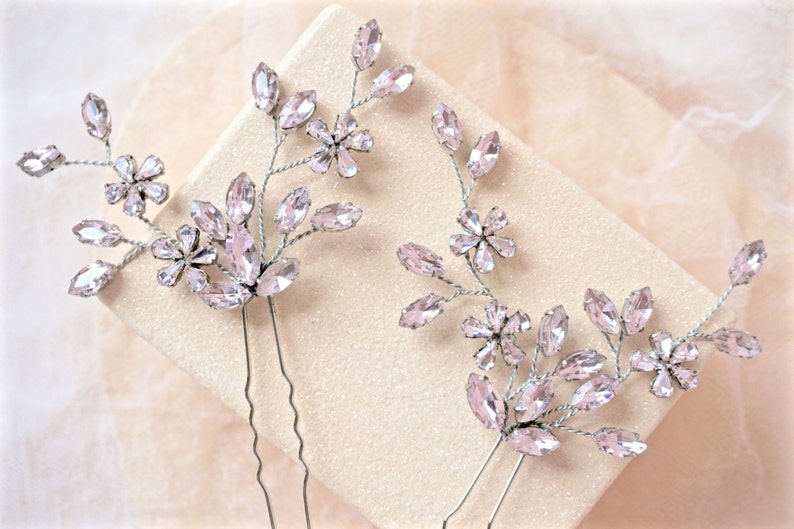 Pink Rhinestone Hair Pins,Pink Bridal Hair Pins,Pink Wedding Hair Pins,Pink Hair Accessories,Pink Bridal Hair Piece,Pink Wedding Hair Piece