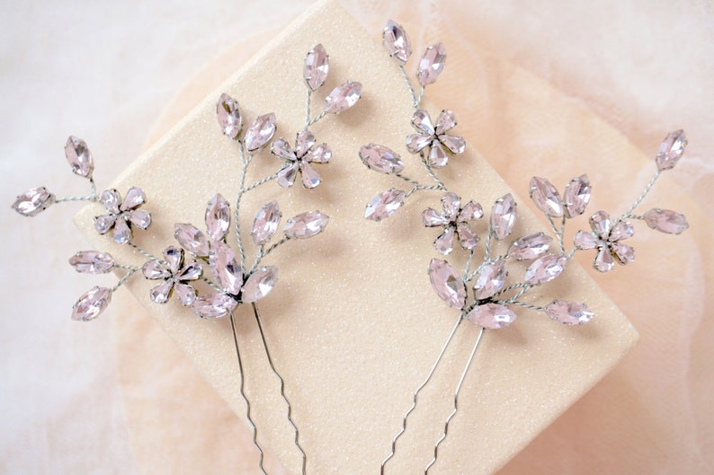 Pink Rhinestone Hair Pins,Pink Bridal Hair Pins,Pink Wedding Hair Pins,Pink Hair Accessories,Pink Bridal Hair Piece,Pink Wedding Hair Piece