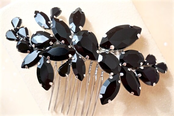 black rhinestone hair comb