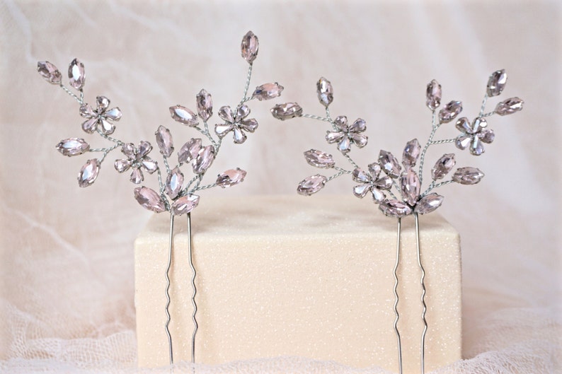 Pink Rhinestone Hair Pins,Pink Bridal Hair Pins,Pink Wedding Hair Pins,Pink Hair Accessories,Pink Bridal Hair Piece,Pink Wedding Hair Piece