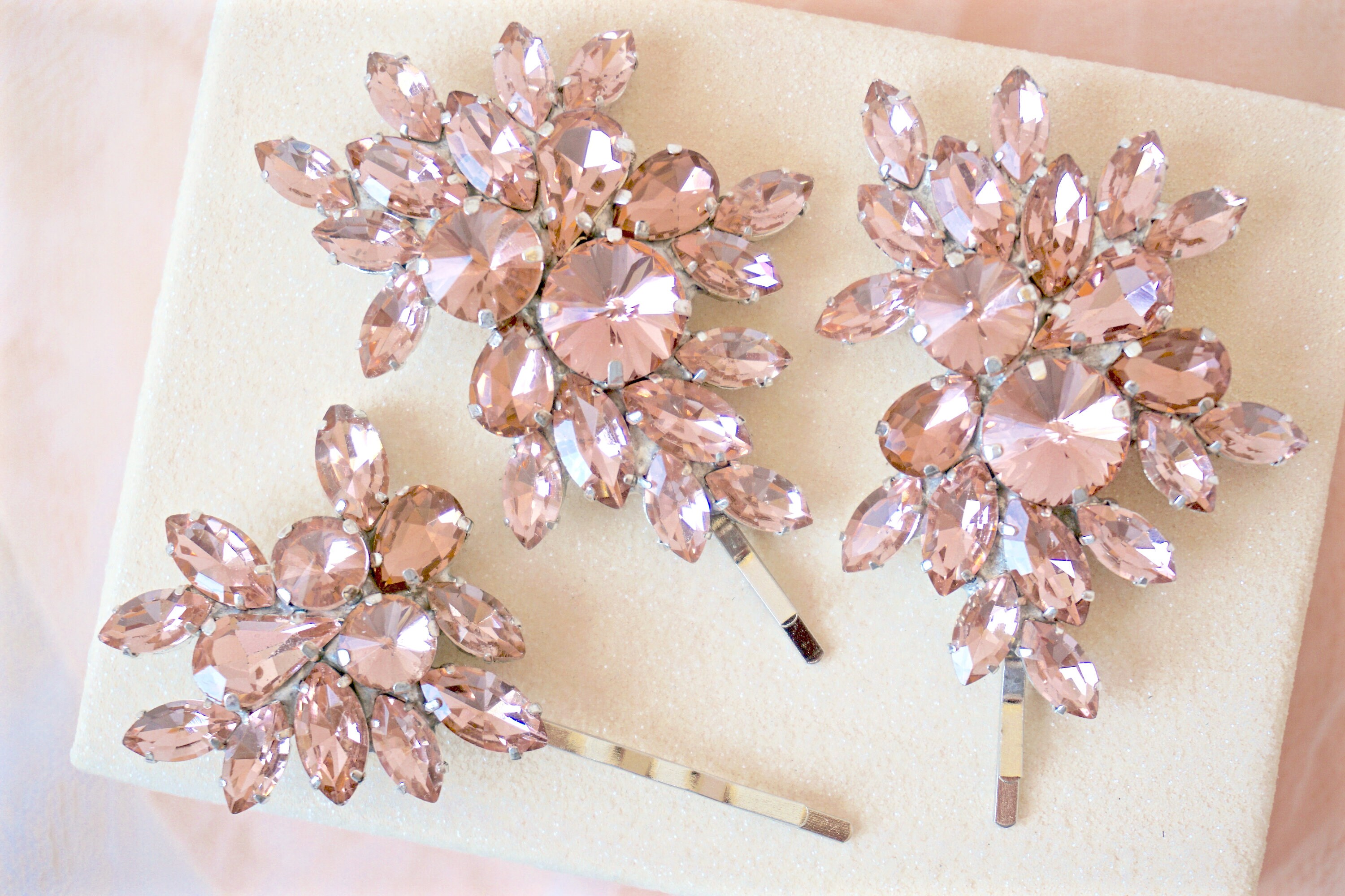 Blush Strass Bobby Pins Blush Bridal Bobby Pins Blush Etsy Nederland