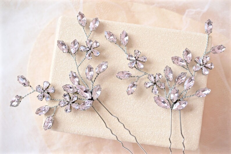 Pink Rhinestone Hair Pins,Pink Bridal Hair Pins,Pink Wedding Hair Pins,Pink Hair Accessories,Pink Bridal Hair Piece,Pink Wedding Hair Piece