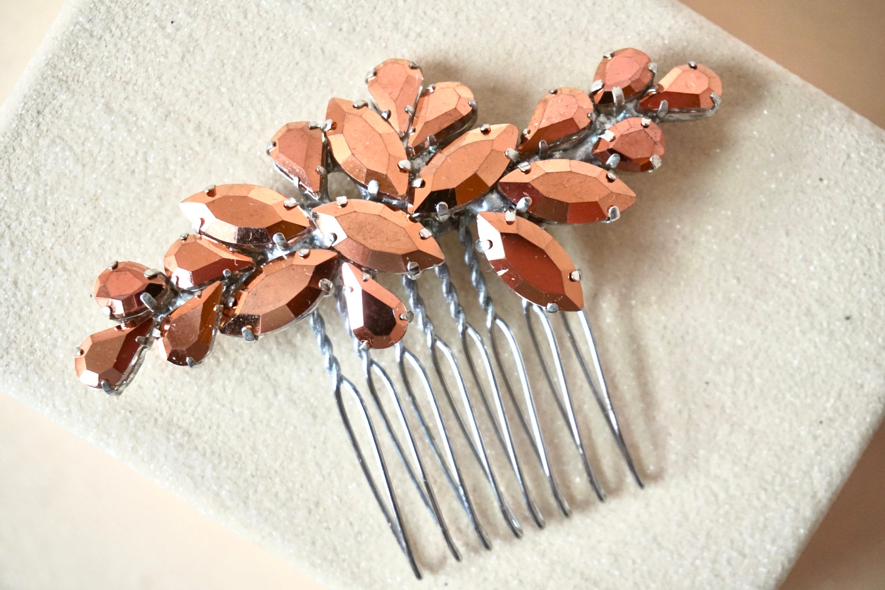 2. Handmade Rose Gold and Blue Hair Comb by The Honeycomb Shop - wide 2
