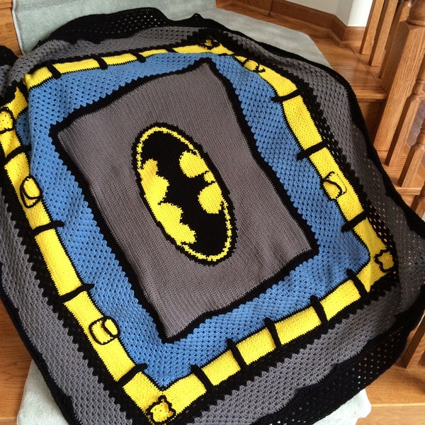 Batman Crochet Graphghan Blanket Pattern (PDF file only) - inspired by DC comics Batman