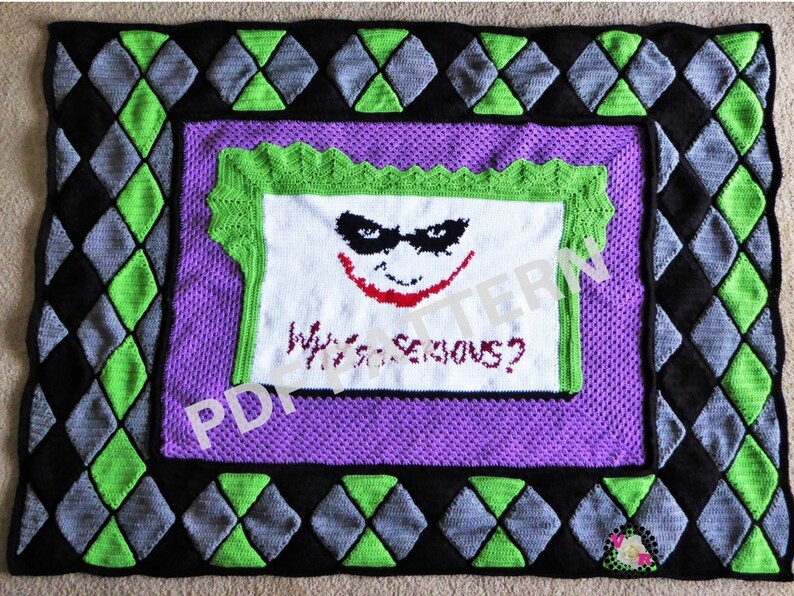 Joker Crochet Graphghan Blanket Pattern PDF file only Etsy