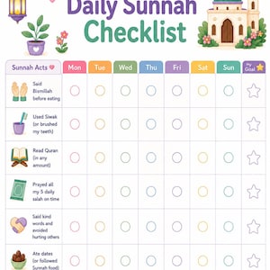 Kids Daily Sunnah Checklist | Islamic Habit Tracker (Digital Download)