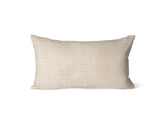 Beige lumbar pillow cover 12x20 boho room decor, ,white stripes on beige, farmhouse pillow, neutral decor, farmhouse lumbar pillow