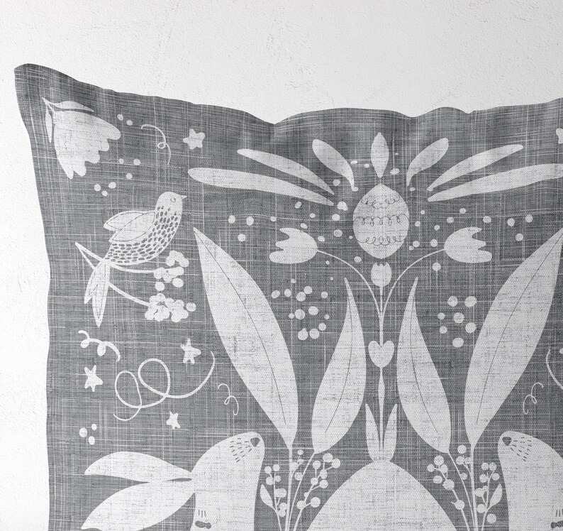 BUNNY Pillow Covers 18x18 Inch Gray and White Decor for Living Etsy