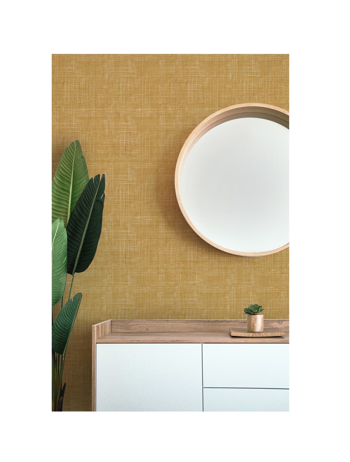 Muted Mustard Yellow Wallpaper Removeable Distressed Texture Etsy