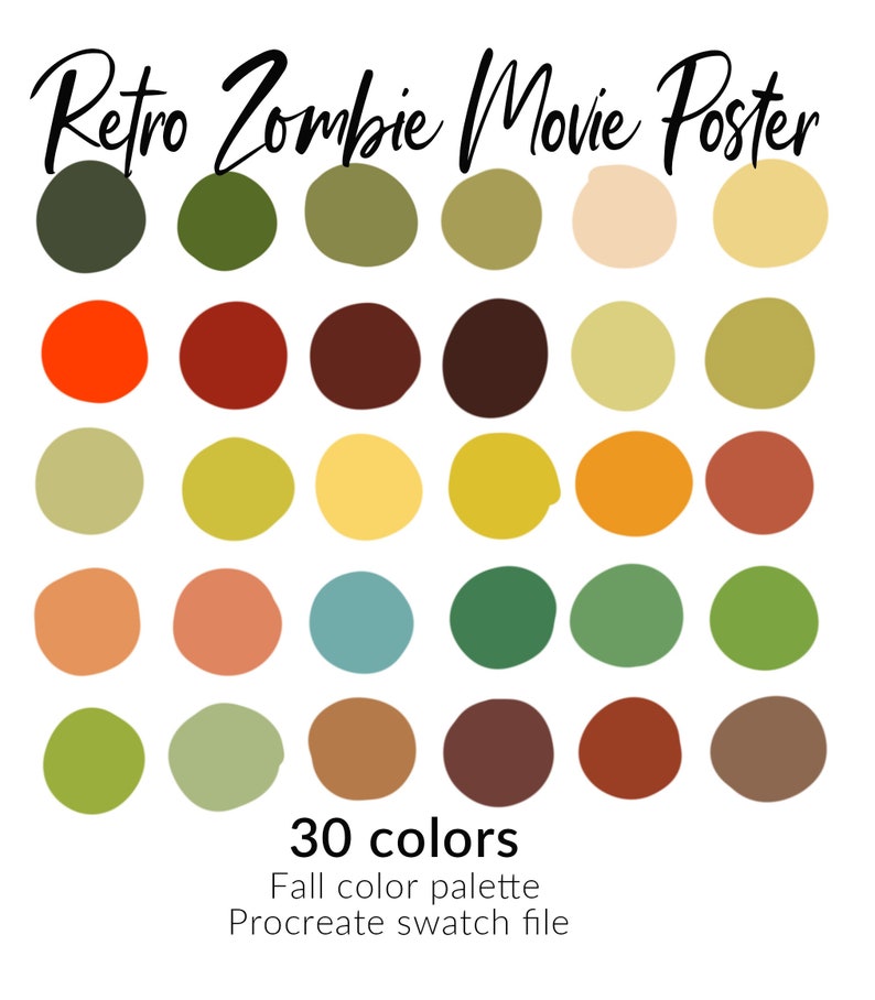 Halloween color palette 30 colors retro color scheme zombie Etsy