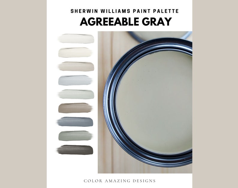 Agreeable Gray Paint Color Palette Sherwin Williams for Home Etsy