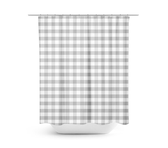 Gray Gingham Shower Curtain Farmhouse Bathroom Decor Gray Etsy