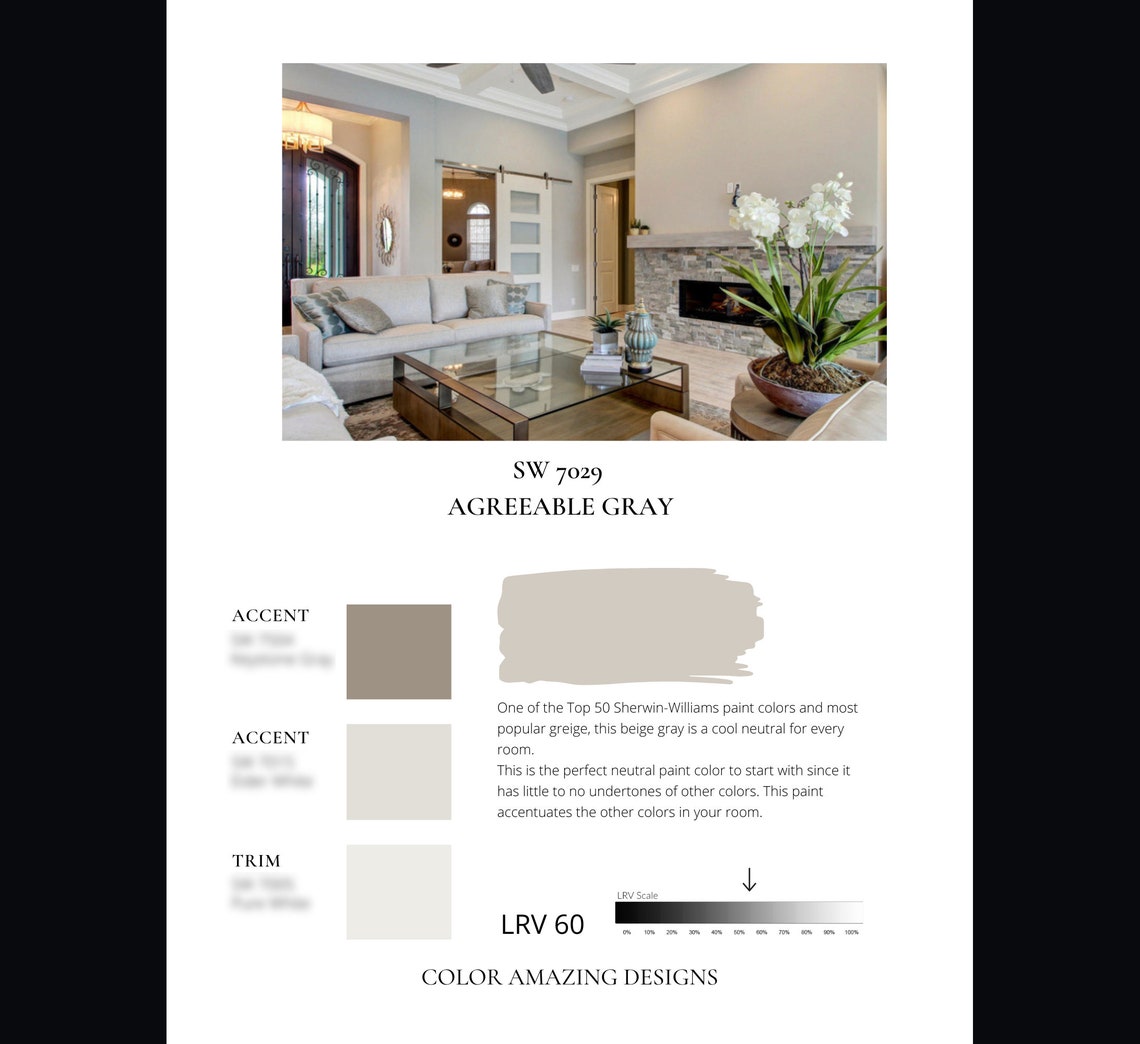 Agreeable Gray Paint Color Palette Sherwin Williams for Home Etsy