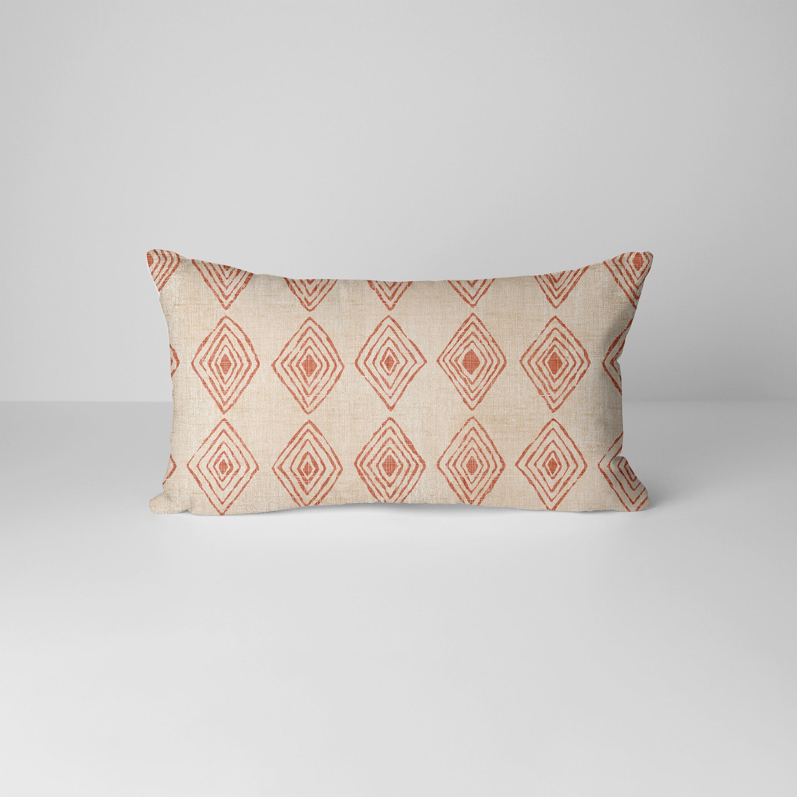 Beige lumbar pillow cover 12x20 in boho decor terracotta Etsy