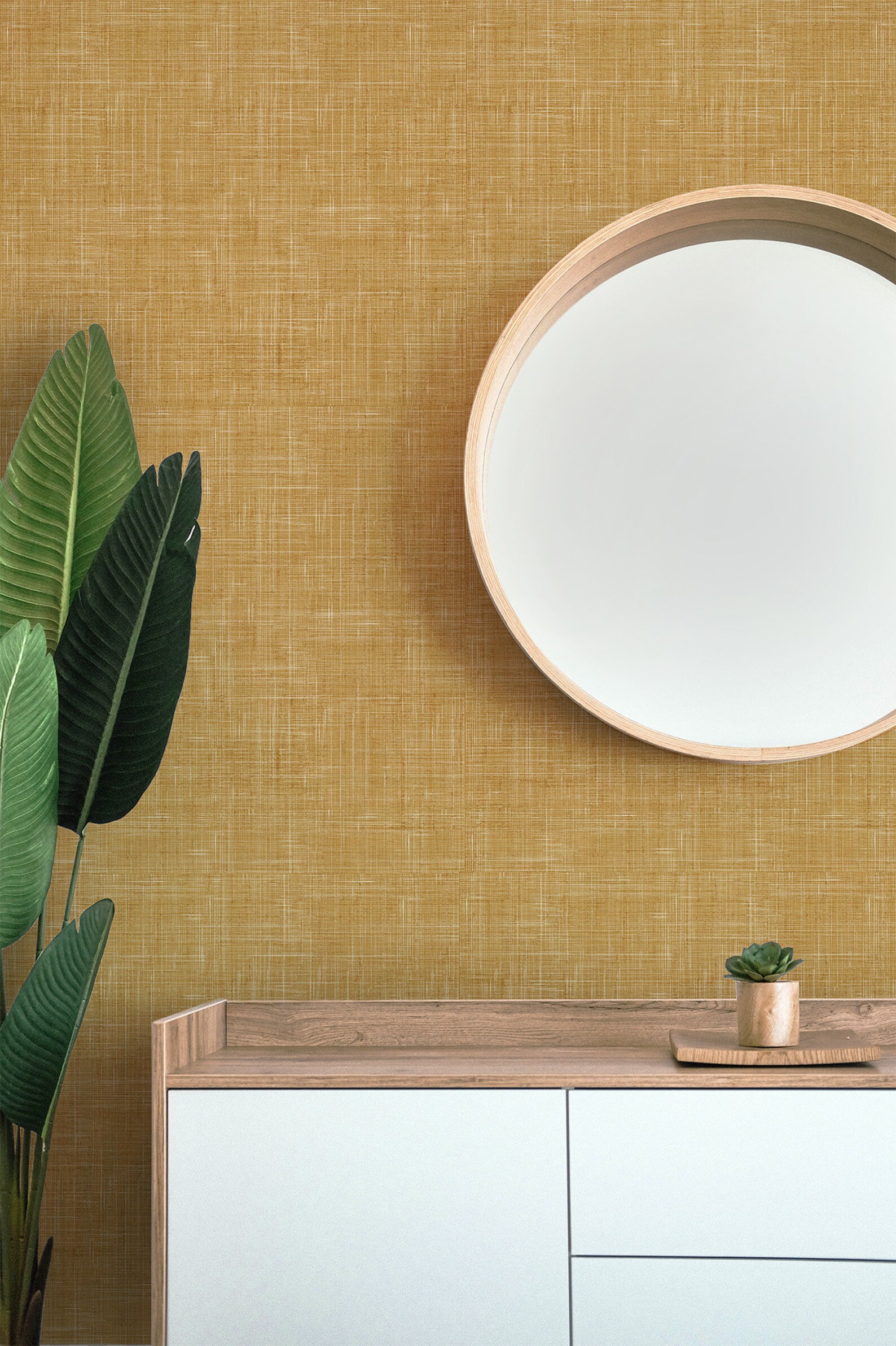 Muted Mustard Yellow Wallpaper Removeable Distressed Texture Etsy