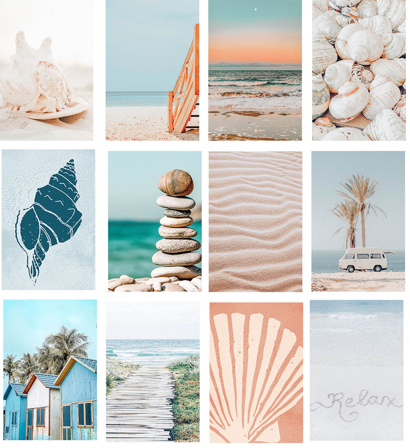 Beach Photo Collage Kit wall decor Digital Download 48 Etsy
