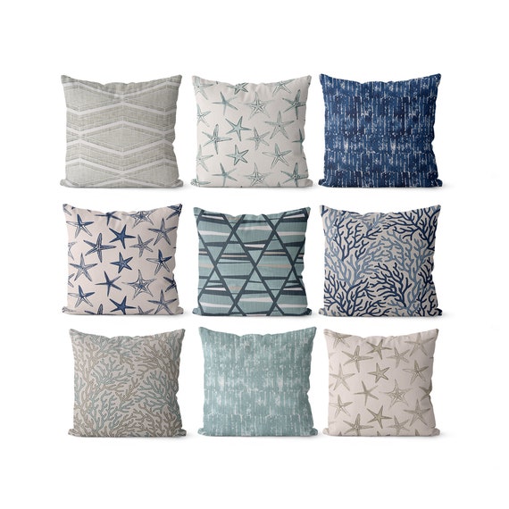 Coastal Decor Throw Pillow Covers Mix And Match Pillow Cover Etsy