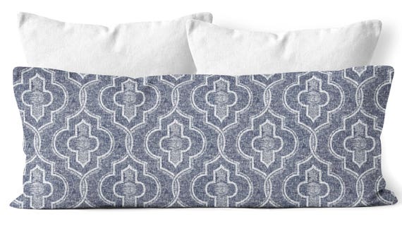 Navy Blue Body Pillow Cover 20x54 In Vintage Indigo Hamptons Etsy
