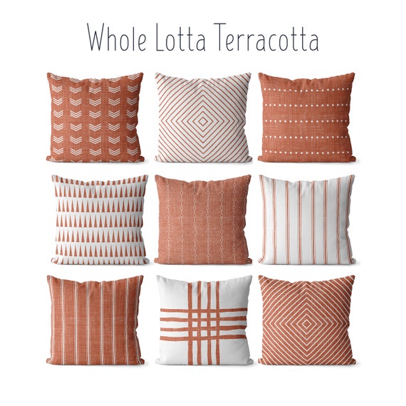 clay colored pillows