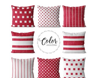white and red pillows