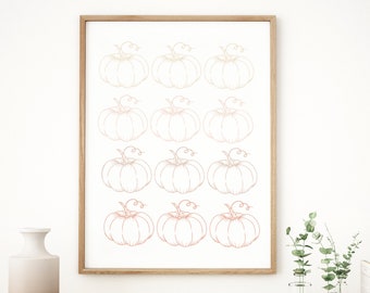 Fall printable wall art pumpkin decor, digital download, printable art for autumn living room, modern boho decor, pastel Halloween