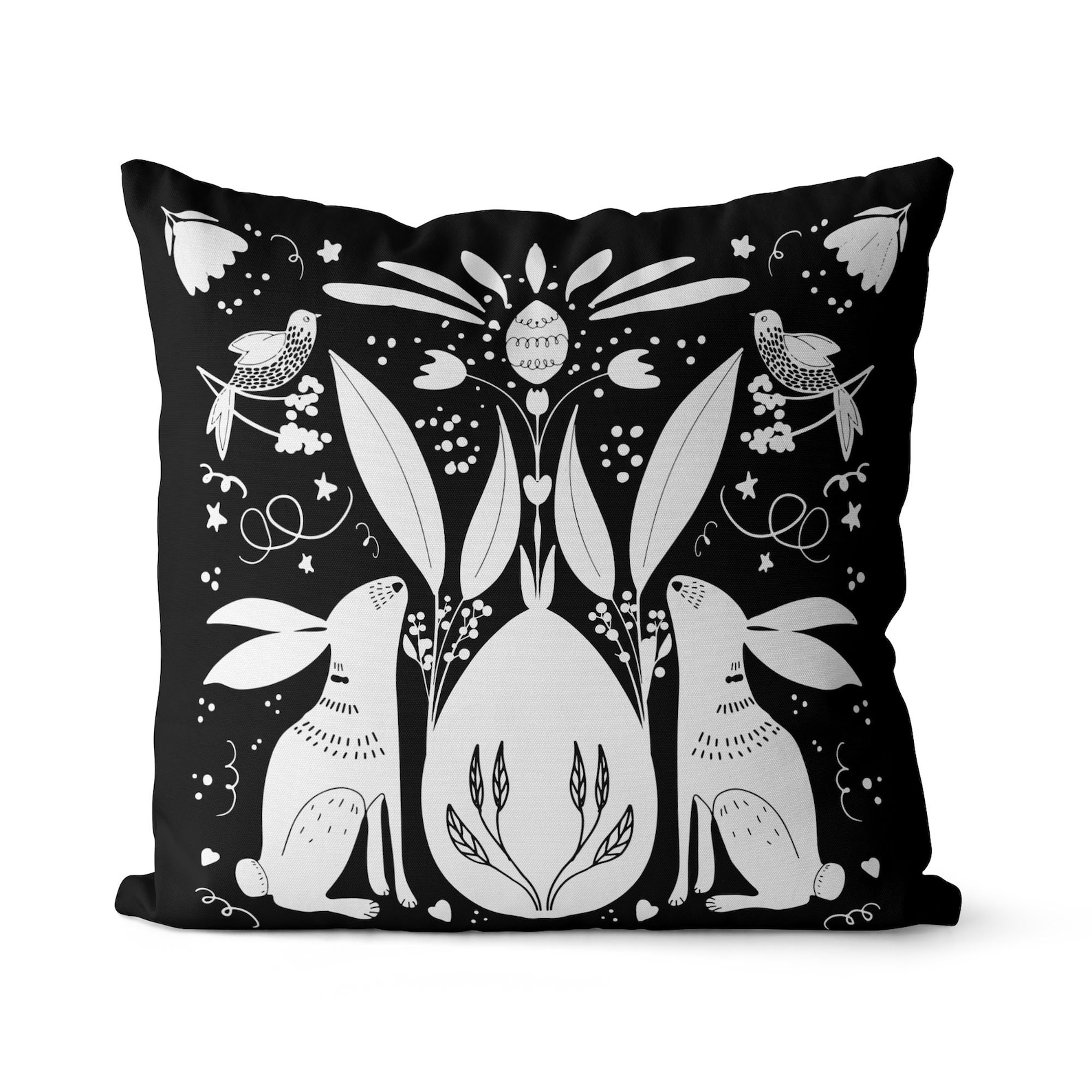 BUNNY Pillow Covers 18x18 Inch Black and White Decor for Etsy