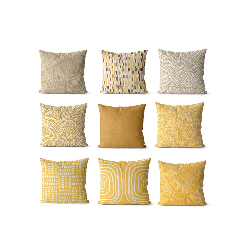 Yellow Pillow Covers for Living Room Tan Mustard Yellow Decor Etsy