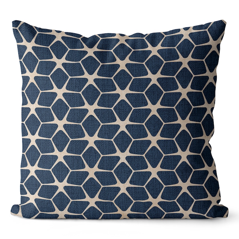 Navy and Tan Pillow Covers Indoor/outdoor Coastal Decor Etsy