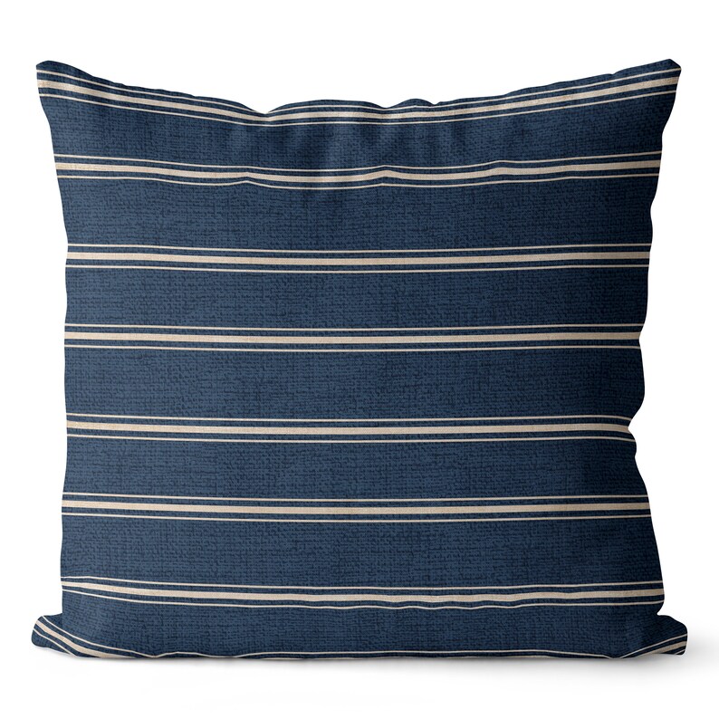 Navy and Tan Pillow Covers Indoor/outdoor Coastal Decor Etsy